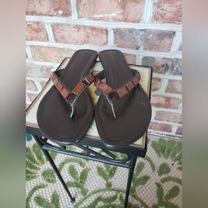 Pretty Brown Beaded Thong Sandal